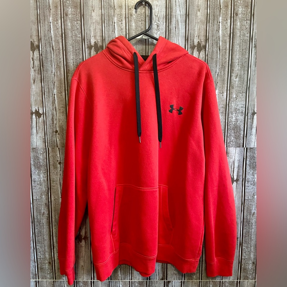 Under Armour Cold Gear Hoodie Mens size XL Red with Black Logo